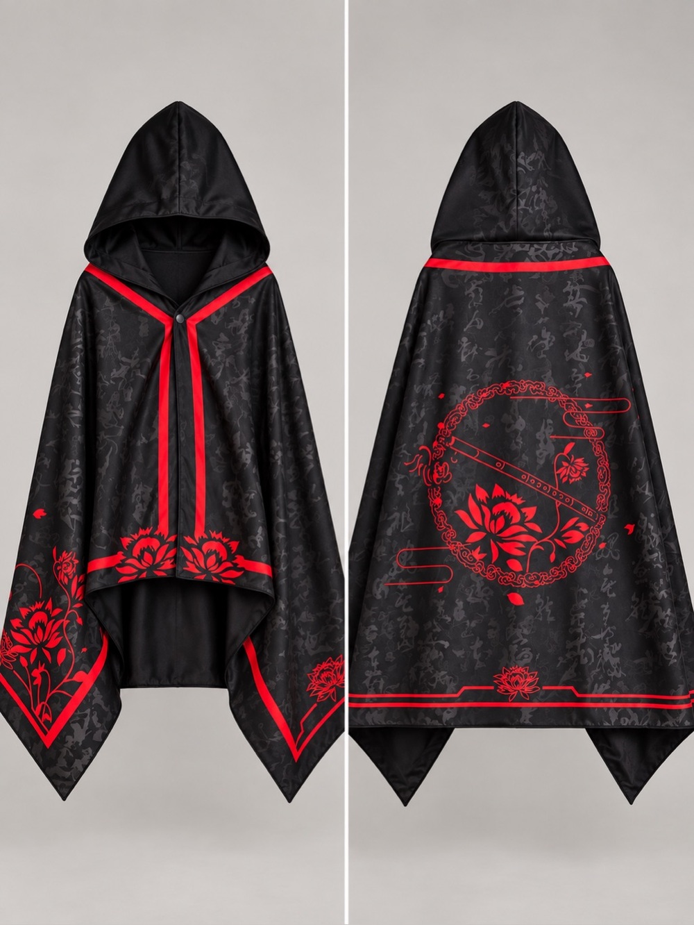 The Untamed Wei Wuxian Cape Cloak Mo Dao Zu Shi MDZS Cosplay Black Red
